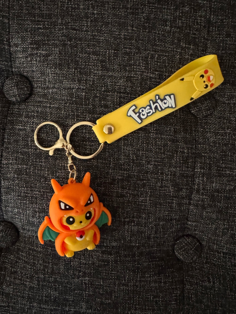 Yellow Fashion Kids Keychain with pikachu